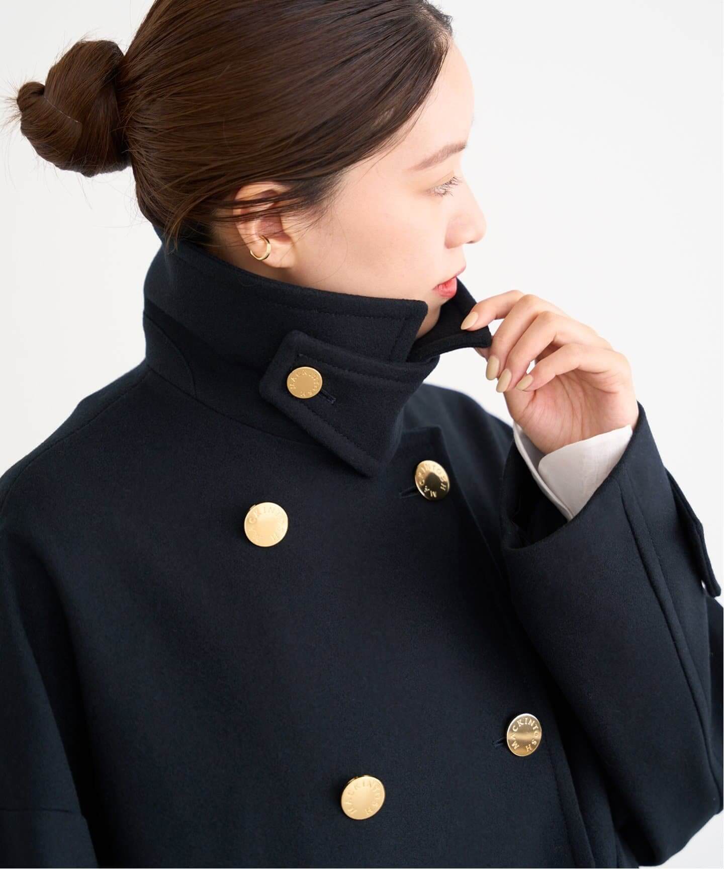 美品 23AW SLOBE IENA ツイードボンディングショートコートS SLOBE IENA（スローブイエナ）の「HAMILTONダブルフェイスウール