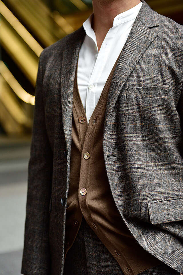 EDIFICE 【高年式】 トラベル チェック 洗える ブラウン 秋冬 スーツ EDIFICE 【高年式】 トラベル チェック 洗える ブラウン 秋冬 スーツ