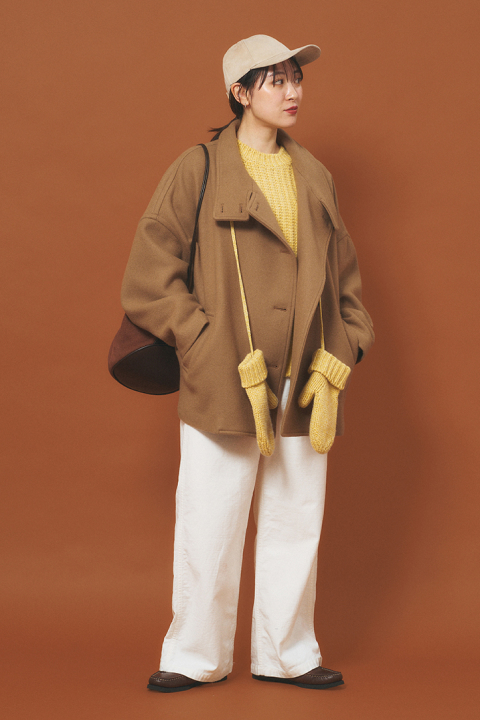 Melton cocoon coat