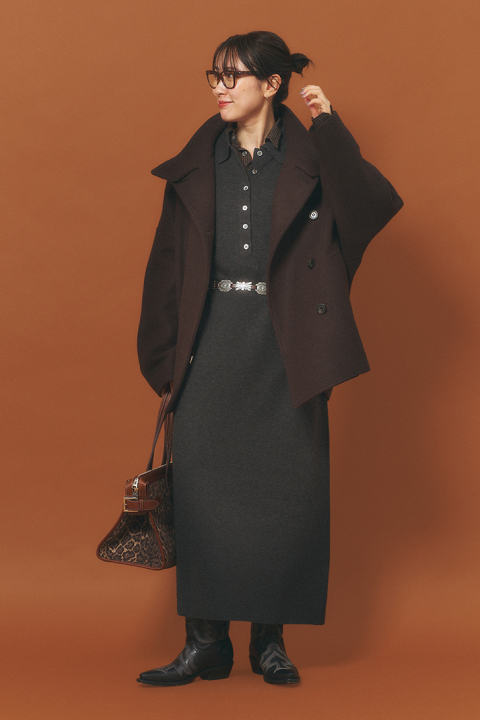 Melton cocoon coat