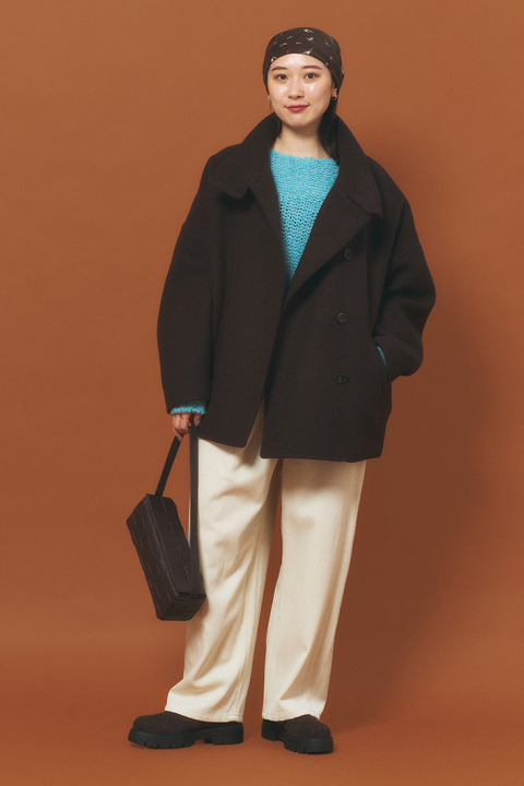 Melton cocoon coat