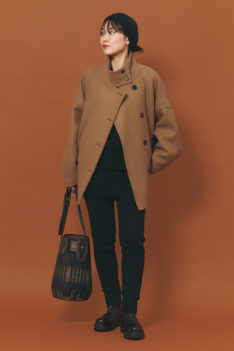 Melton cocoon coat
