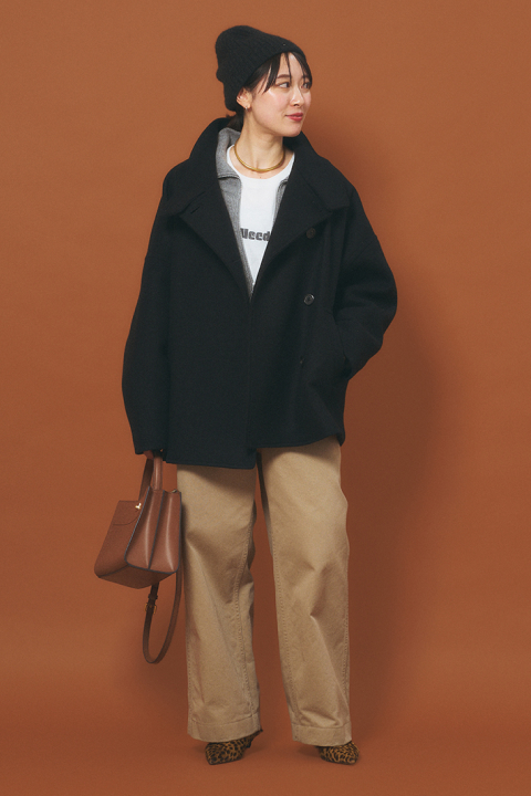 Melton cocoon coat