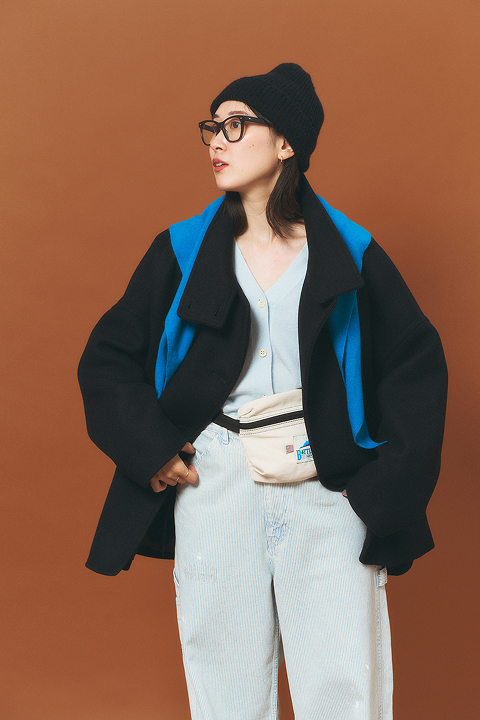 Melton cocoon coat