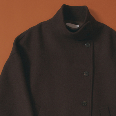 Melton cocoon coat